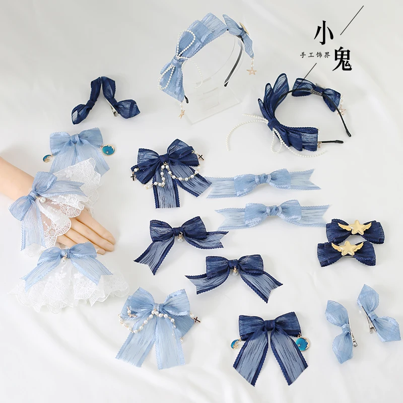 Dark Blue Lolita Bow Headdress Top Clip Side Clip Silk Yarn Headband/Hairpin KC Lace Harajuku Hair Accessories
Dark Blue Lolita Bow Headdress Top Clip Side Clip Silk Yarn Headband/Hairpin KC Lace Harajuku Hair Accessories