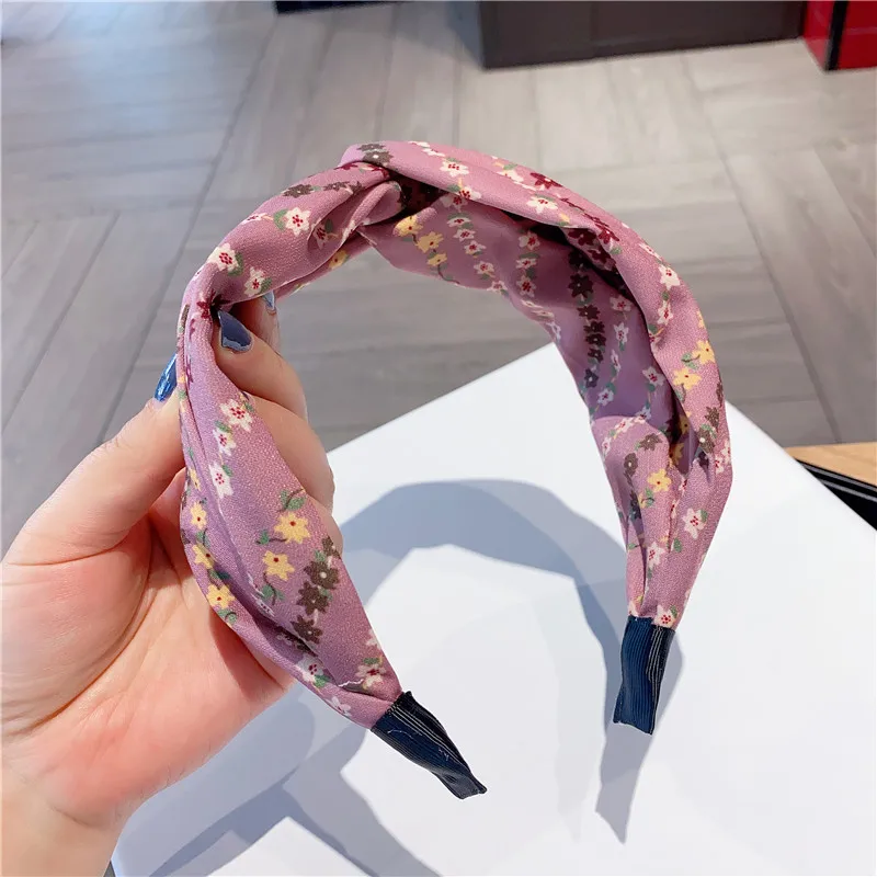 

Korea Sweet Flower Fabric Hairband Women Broad Brimmed Spliced Knot Headband Girls Hair Accessories Headwear Fashion All Match