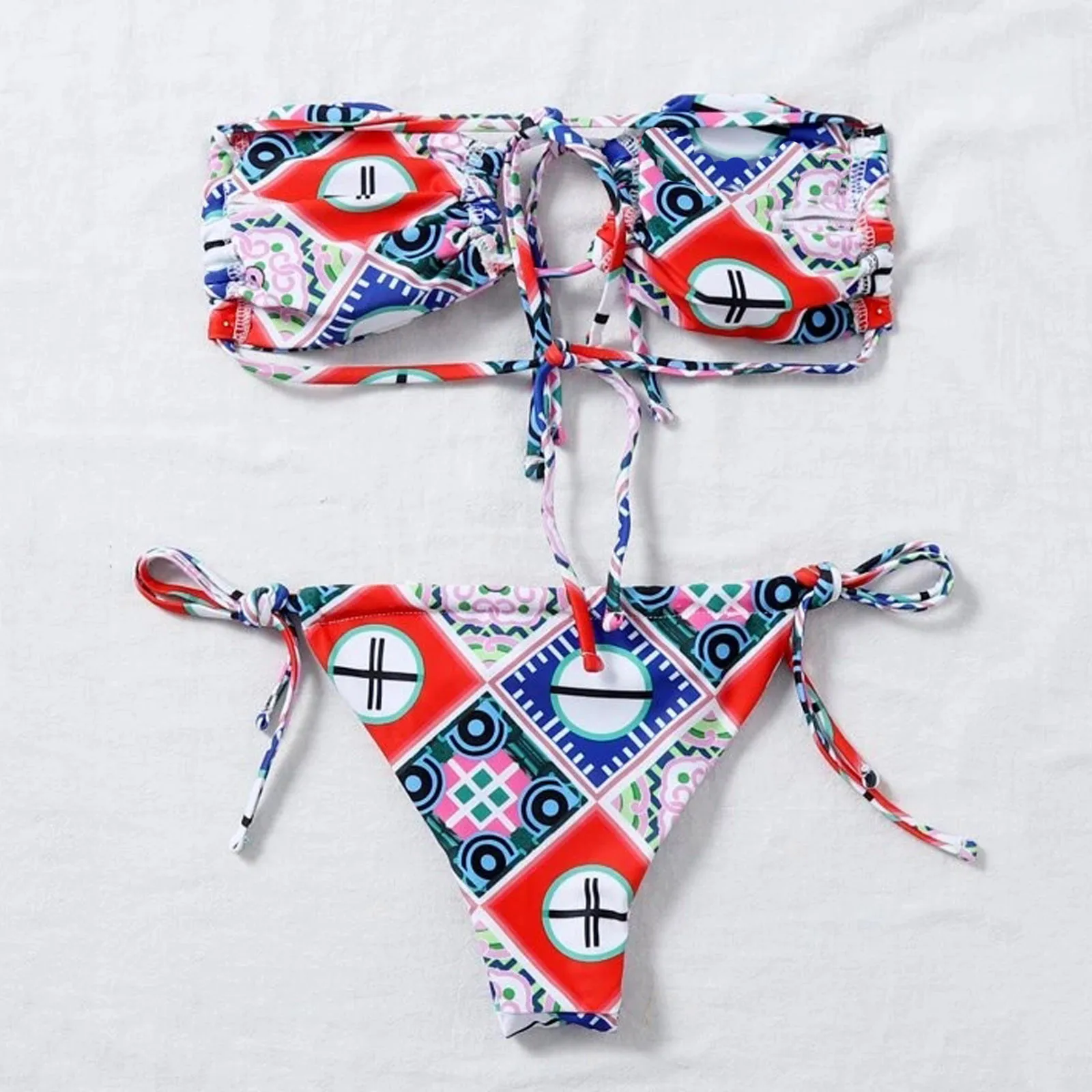 Women Sexy bohemian bikini strap swimsuit Geometric Print Bandeau Tie Side Swimsuit BIkini Summer Beach Wear 2PC Bikini set #40
Women Sexy bohemian bikini strap swimsuit Geometric Print Bandeau Tie Side Swimsuit BIkini Summer Beach Wear 2PC Bikini set #40