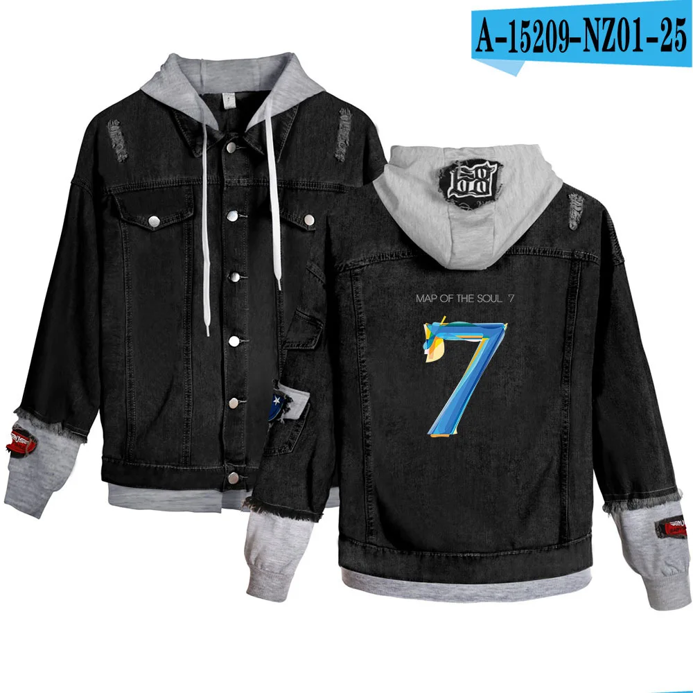 Hot Sale Map Of the soul 7 Denim Jacket Bangtan Kpop Hoodie Fashion Casual Fake two pieces Coat Men/Women Personality Jacket
Hot Sale Map Of the soul 7 Denim Jacket Bangtan Kpop Hoodie Fashion Casual Fake two pieces Coat Men/Women Personality Jacket