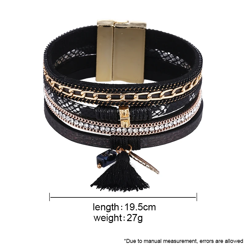 Women Leather Bangles&Bracelets Magnetic-Clasp Weave Multi-layer Bracelet Colorful Tassel Leaf Pendant Boho Fashion Accessories
Women Leather Bangles&Bracelets Magnetic-Clasp Weave Multi-layer Bracelet Colorful Tassel Leaf Pendant Boho Fashion Accessories