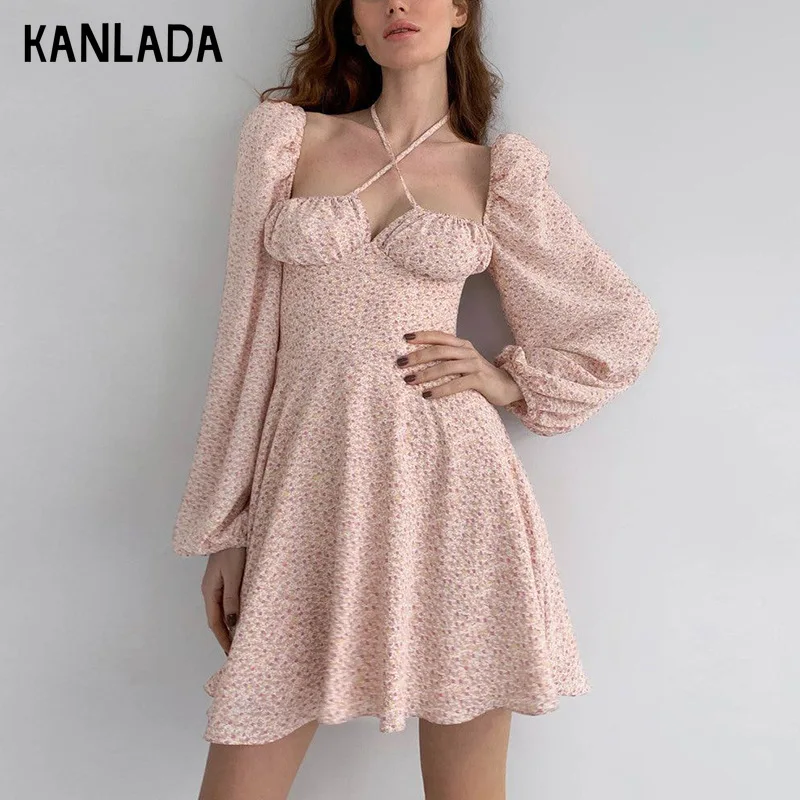 2021 Summer New Street Women's Dress Square Neck Cross Hanging Neck Bubble Sleeve Broken Flower Closing Waist Thin A-line Dress
2021 Summer New Street Women's Dress Square Neck Cross Hanging Neck Bubble Sleeve Broken Flower Closing Waist Thin A-line Dress
