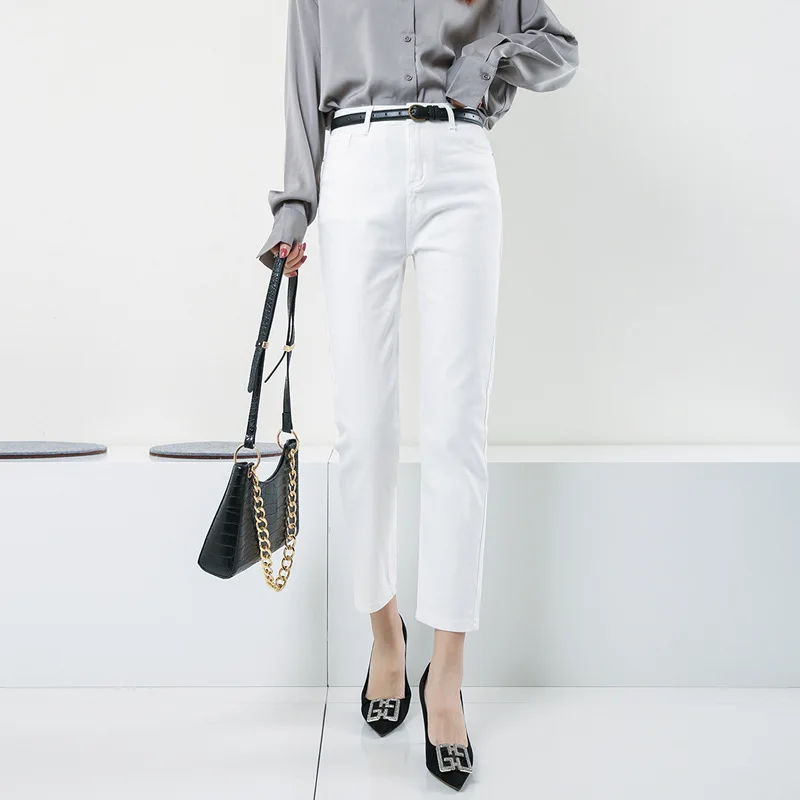 2021 Autumn Fashion Casual Cigarette Stretch Thin Straight-leg Pants Washed Ankle-Length Trousers White Blue Women Jeans
2021 Autumn Fashion Casual Cigarette Stretch Thin Straight-leg Pants Washed Ankle-Length Trousers White Blue Women Jeans