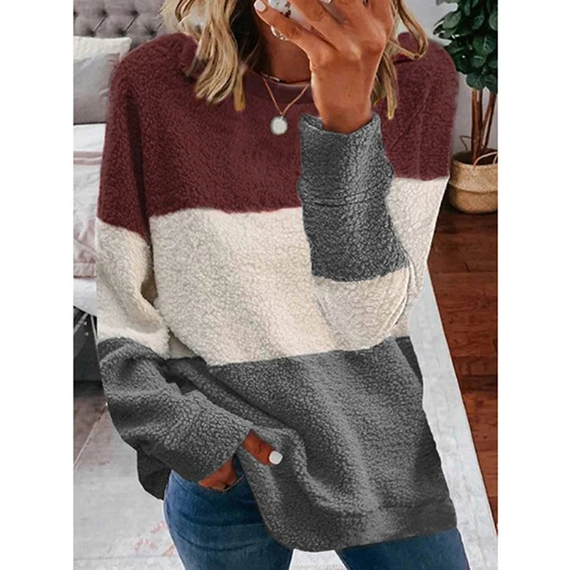 Women Sweaters Plush Stitching Contrast Coat New Winter Warm Pullovers Women Clothing Casual Long Sleeve Sweater Trendy Tops
Women Sweaters Plush Stitching Contrast Coat New Winter Warm Pullovers Women Clothing Casual Long Sleeve Sweater Trendy Tops