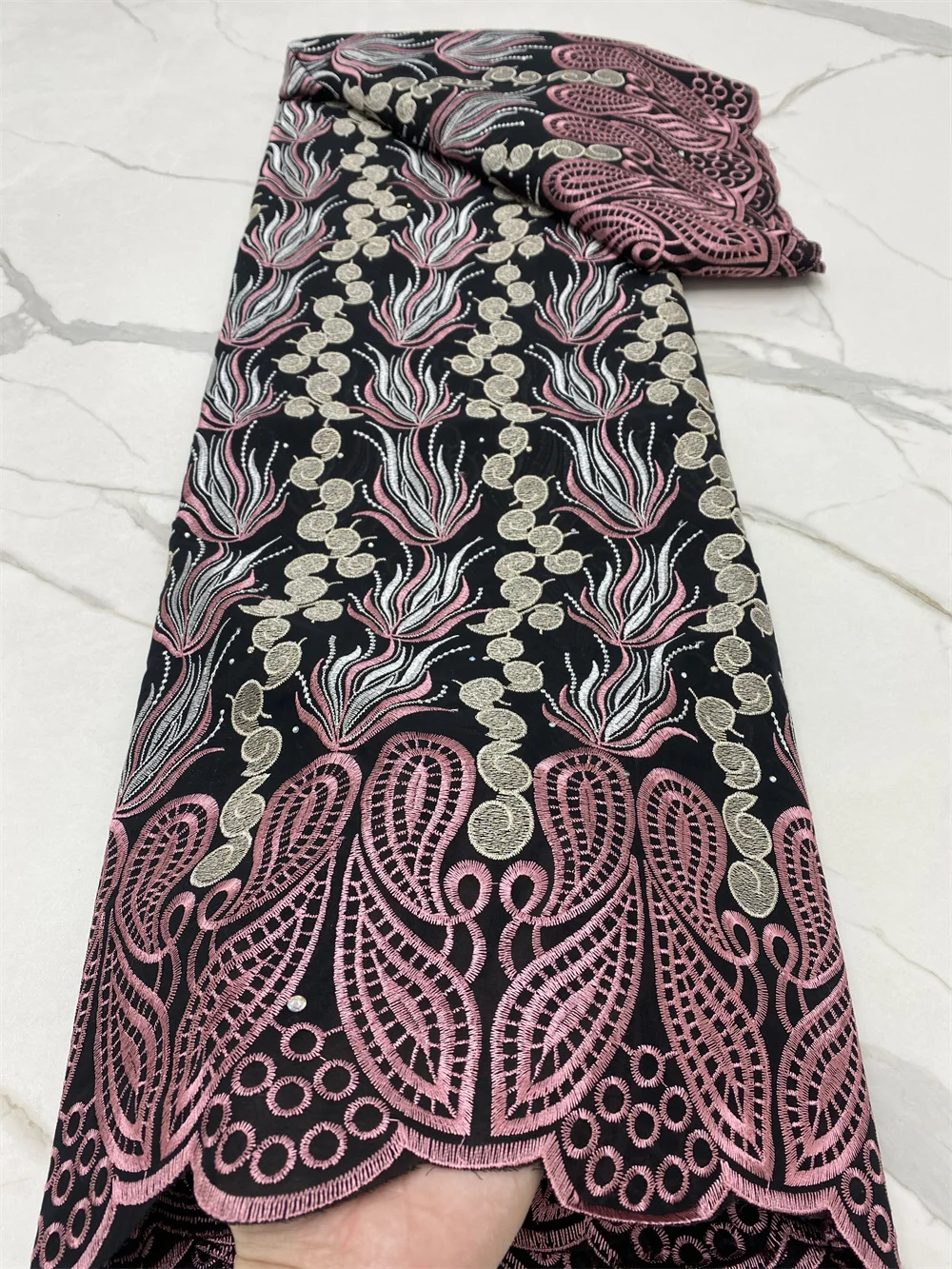 NI.AI 100% хлопок кружевная ткань из Дубая 2022 высокое качество швейцарская вуаль