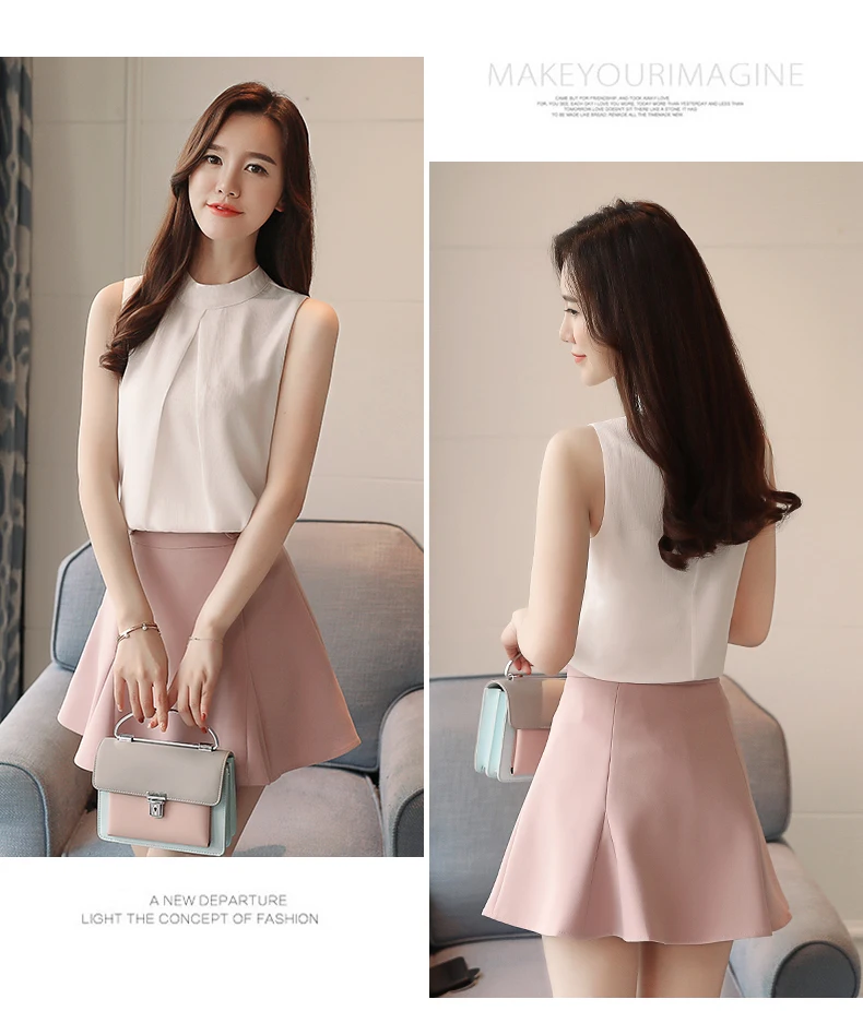 Women's Blouses O-neck Solid Blouse Chiffon Fashion Cloth Regular Sleeveless Top Casual Summer Tops Houthion
Women's Blouses O-neck Solid Blouse Chiffon Fashion Cloth Regular Sleeveless Top Casual Summer Tops Houthion