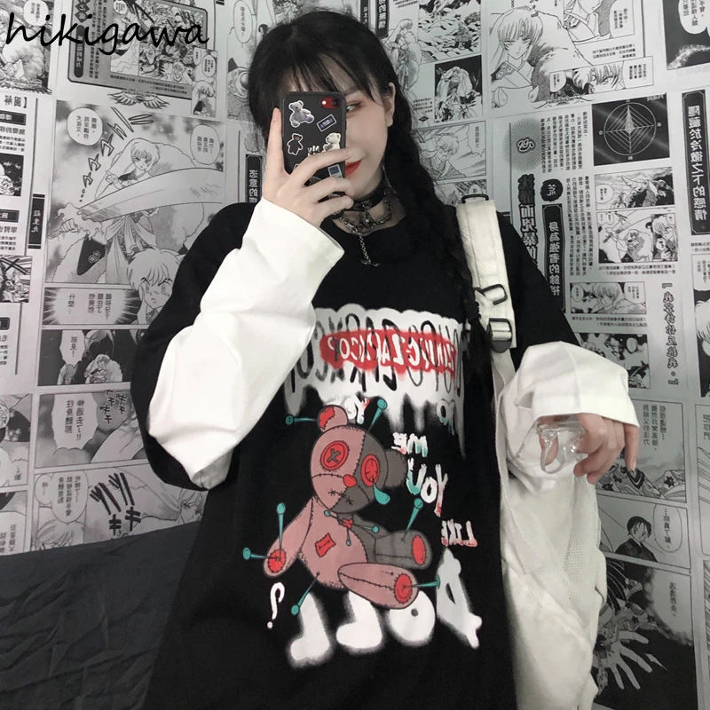 Hikigawa Shirts for Women O-neck Loose Oversized Tops Print T-Shirt Patchwork Fake Two Piece Korean Chic Tees New Tshirts 2021
Hikigawa Shirts for Women O-neck Loose Oversized Tops Print T-Shirt Patchwork Fake Two Piece Korean Chic Tees New Tshirts 2021