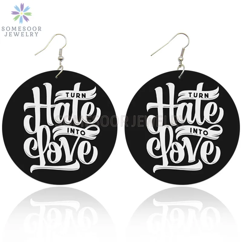 SOMESOOR Hate Love Black Saying African Wood Drop Earrings Double Sides Printed Dangle Bohemian Jewelry For Women Christmas Gift
SOMESOOR Hate Love Black Saying African Wood Drop Earrings Double Sides Printed Dangle Bohemian Jewelry For Women Christmas Gift
