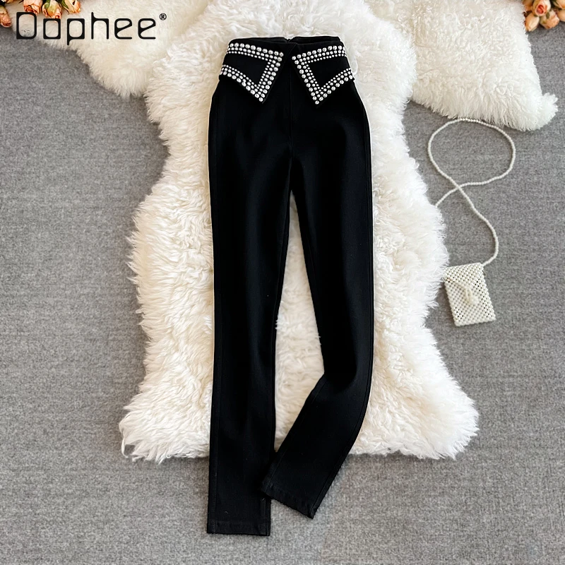 2021 Autumn and Winter Slimming Beaded Leggings Trousers Women's High Waist Elastic All-Matching Skinny Pencil Pants Outer Wear 
2021 Autumn and Winter Slimming Beaded Leggings Trousers Women's High Waist Elastic All-Matching Skinny Pencil Pants Outer Wear