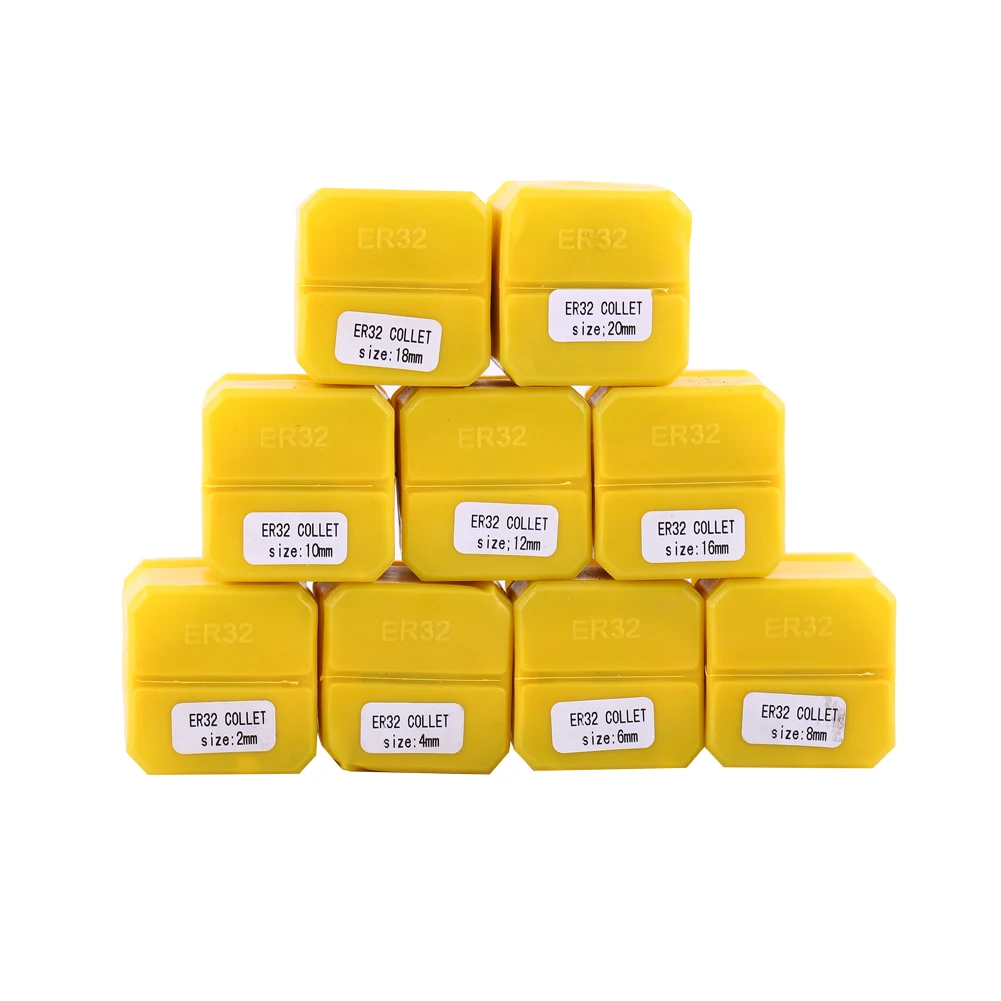 9pcs ER32 Spring Collet Set for CNC Engraving Machine and Milling Lathe Tool 2-20mm
9pcs ER32 Spring Collet Set for CNC Engraving Machine and Milling Lathe Tool 2-20mm