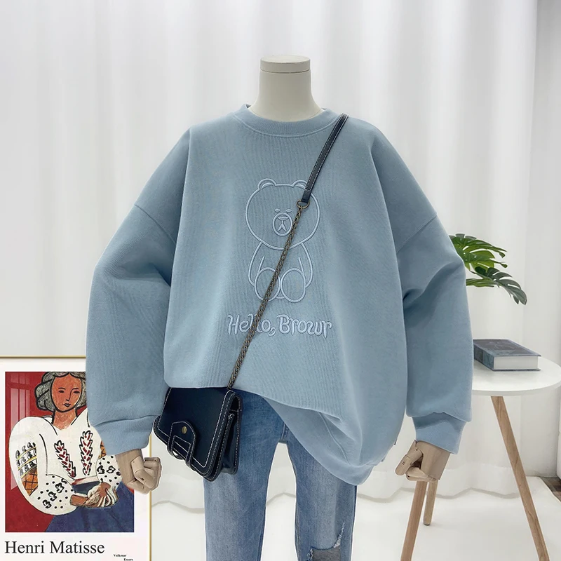 2021 Spring Korean Style New Loose Embroidered Bear Round Neck Korean Style Sweatshirt Women's Simple
2021 Spring Korean Style New Loose Embroidered Bear Round Neck Korean Style Sweatshirt Women's Simple