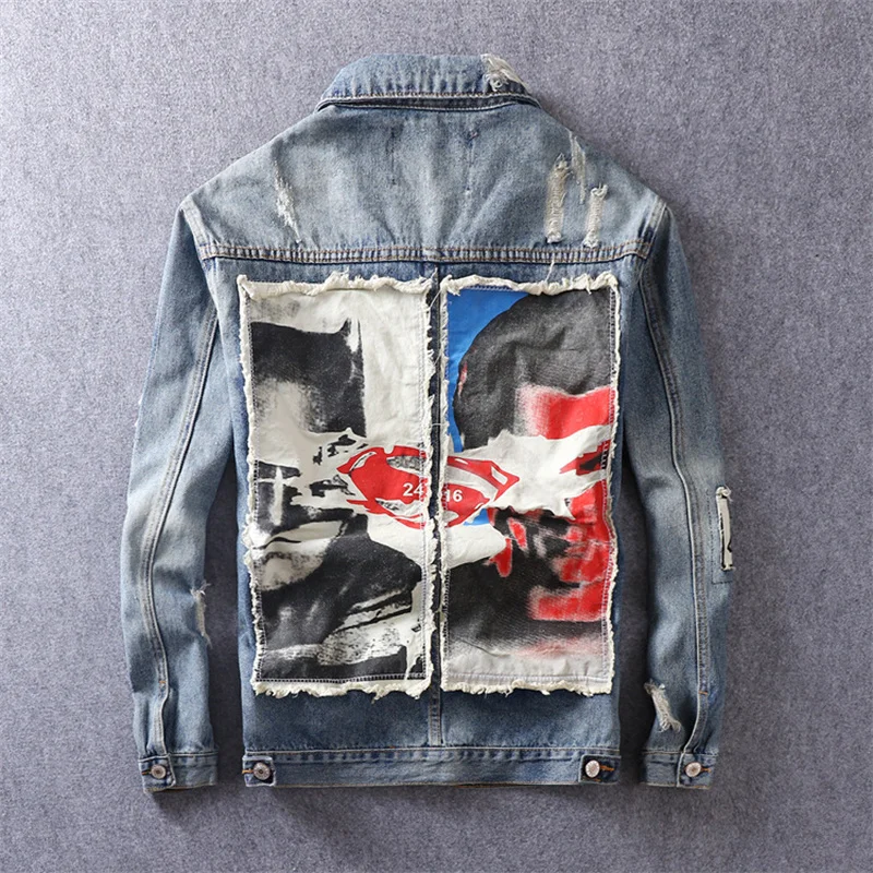 New Men's Spring/Autumn Hip-hop Fashion Print Blue Denim Jacket Tops Casual Loose Trend Large Size Denim Jacket Coat XXL
New Men's Spring/Autumn Hip-hop Fashion Print Blue Denim Jacket Tops Casual Loose Trend Large Size Denim Jacket Coat XXL