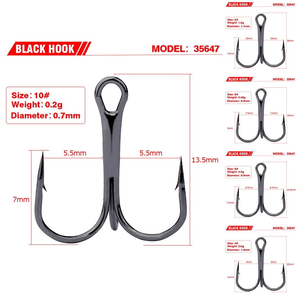 50pcs/Pack Stainless Steel Fishing Treble Hook Black Sharp Triple Hooks Barbed Multiple Sizes And Colors Anchor Hooks Tackle
50pcs/Pack Stainless Steel Fishing Treble Hook Black Sharp Triple Hooks Barbed Multiple Sizes And Colors Anchor Hooks Tackle