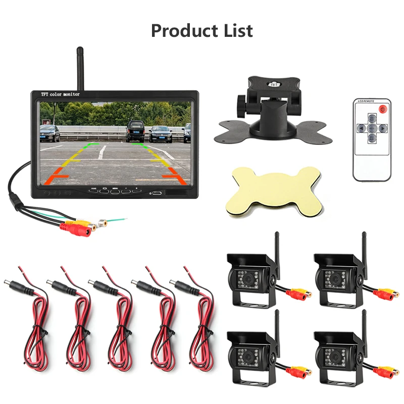 7" Wireless Car Monitor Four Car Rear Cameras Monitor TFT LCD HD Parking Rearview System For Backup Camera Use For BUS Big Truck
7" Wireless Car Monitor Four Car Rear Cameras Monitor TFT LCD HD Parking Rearview System For Backup Camera Use For BUS Big Truck