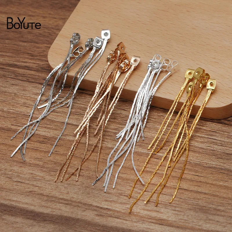 BoYuTe (50 Pieces/Lot) 8CM Metal Brass Earring Stopper with Tassel Chain Diy Jewelry Accessories Handmade Materials
BoYuTe (50 Pieces/Lot) 8CM Metal Brass Earring Stopper with Tassel Chain Diy Jewelry Accessories Handmade Materials