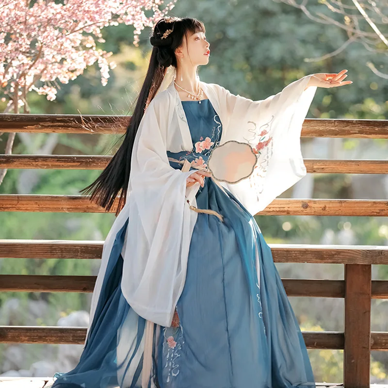 Elegant Ancient Women Summer Clothes Hanfu Blue Performance Clothing Long Sleeve Flower Traditional Costumes 4PCS Tang Suit
Elegant Ancient Women Summer Clothes Hanfu Blue Performance Clothing Long Sleeve Flower Traditional Costumes 4PCS Tang Suit