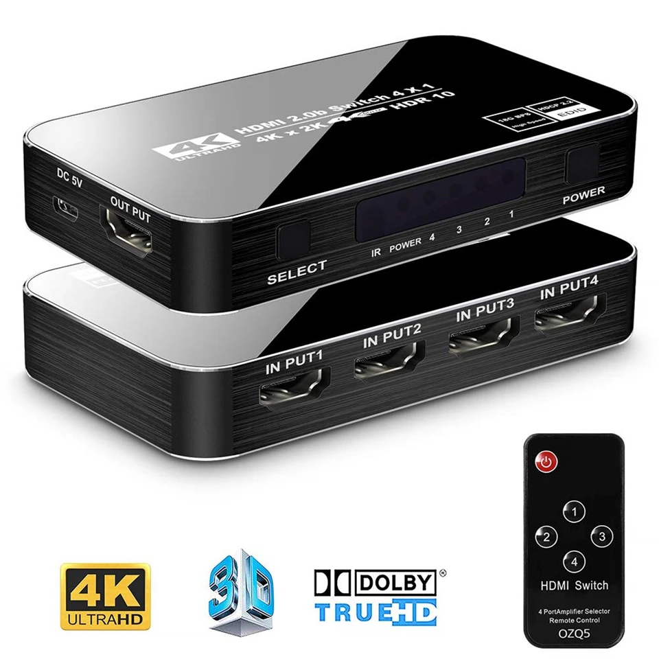 2022 Лучший 4K HDMI переключатель 2 0 Sup порт RGB 4:4:4 HDR 60Hz дистанционного управления IR UHD 4