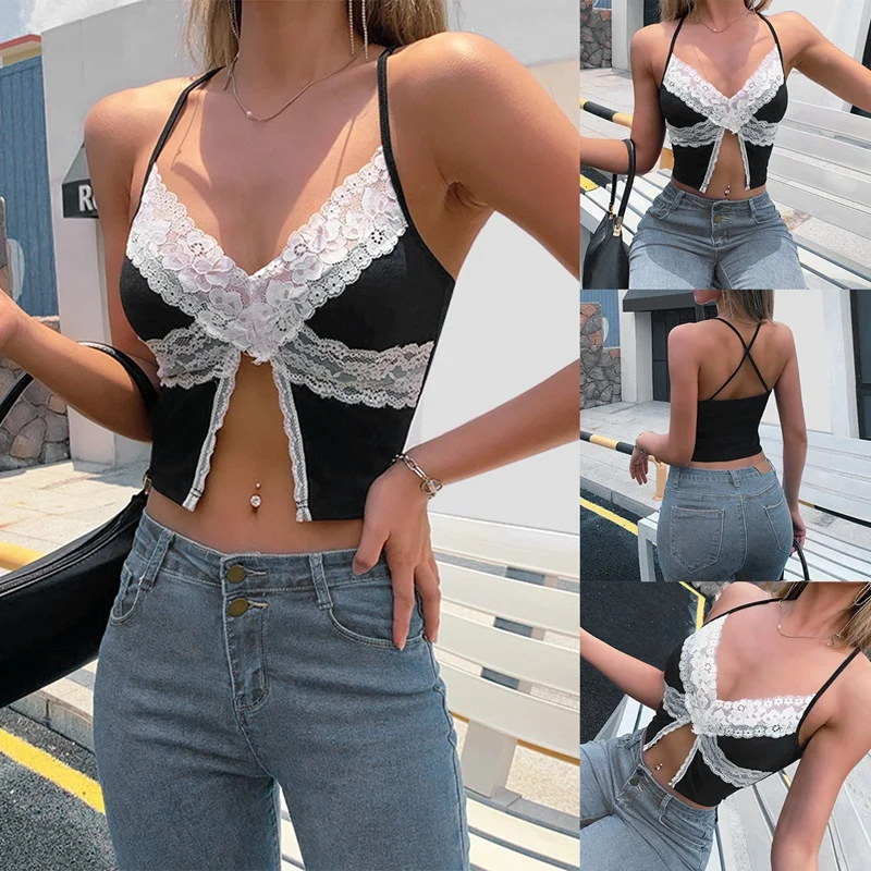 Women Summer Sexy Club Vest Lace Split Camisole Vest Tops Streetwear Tops
Women Summer Sexy Club Vest Lace Split Camisole Vest Tops Streetwear Tops