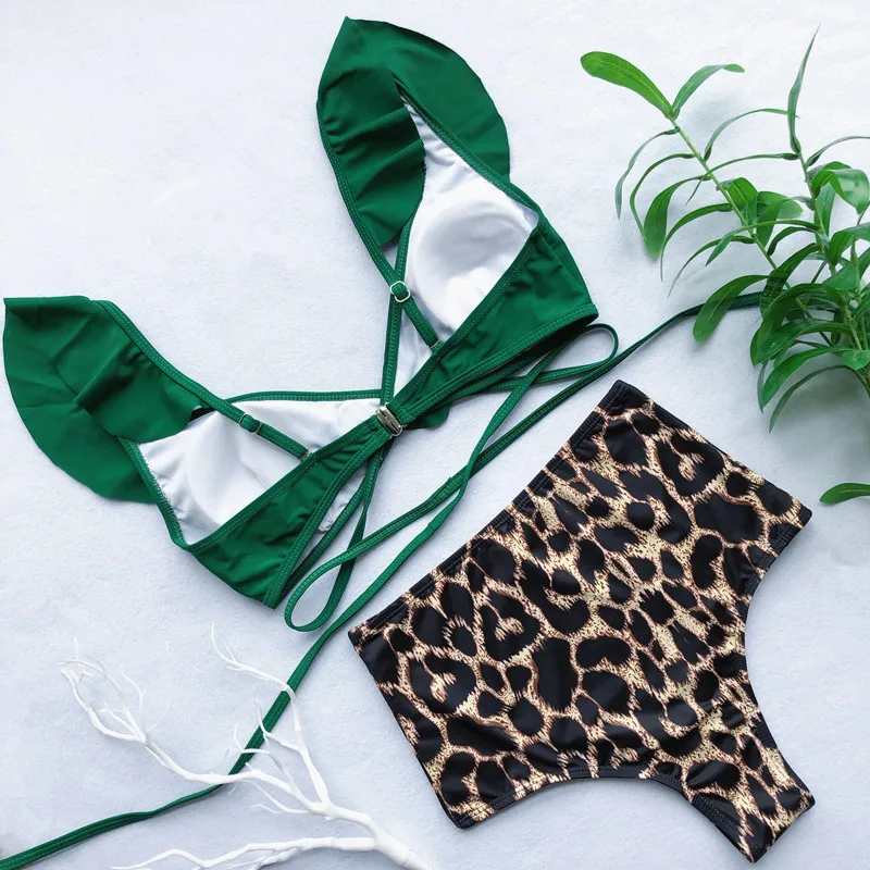 Sexy V Neck Push Up Bikinis Women Leopard High Waist Swimwear Bandage Swimsuit Ruffled Bikini Beach Wear Padded Bathing Suits
Sexy V Neck Push Up Bikinis Women Leopard High Waist Swimwear Bandage Swimsuit Ruffled Bikini Beach Wear Padded Bathing Suits
