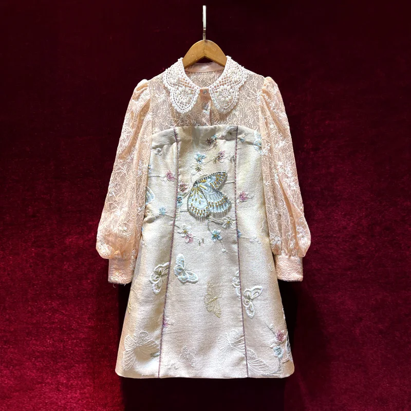 Vintage Heavy Industry Diamond Jacquard Embroidery Doll Collar Long-sleeved Party Evening Dresses for Women
Vintage Heavy Industry Diamond Jacquard Embroidery Doll Collar Long-sleeved Party Evening Dresses for Women