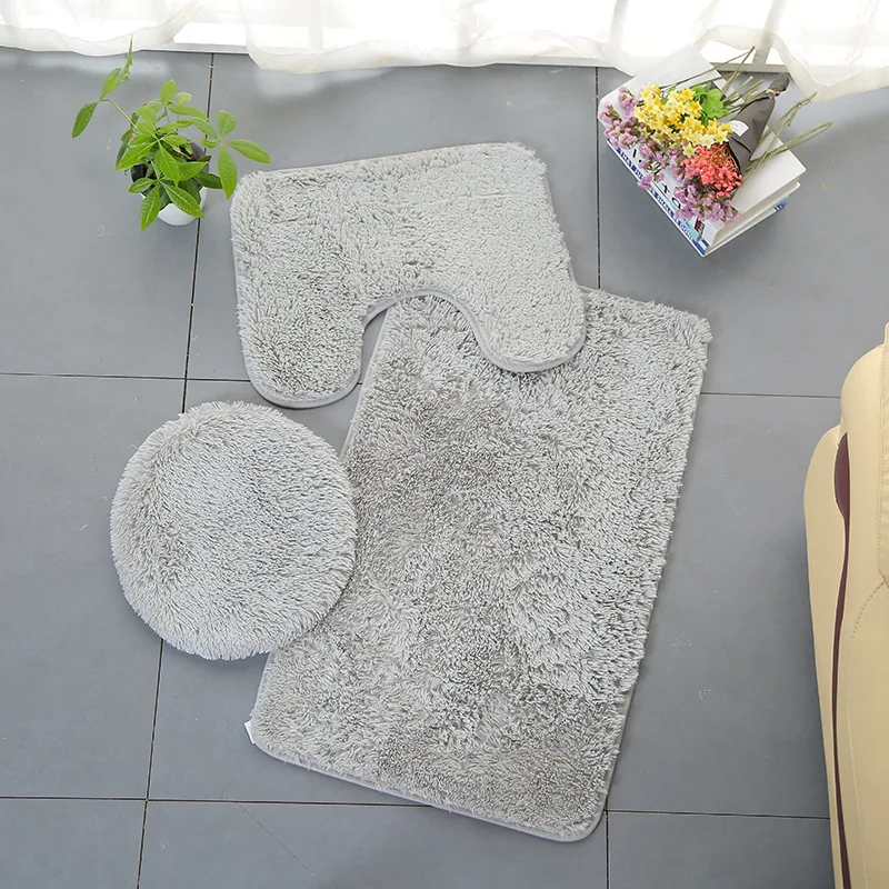 3 шт. Одноцветный коврик для ванной комнаты контурный крышка унитаза простой