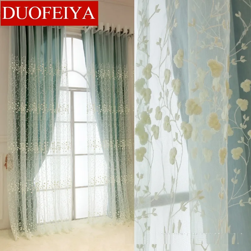 New French window embroidered screen curtain bedroom living room blue curtains for living room luxury
New French window embroidered screen curtain bedroom living room blue curtains for living room luxury