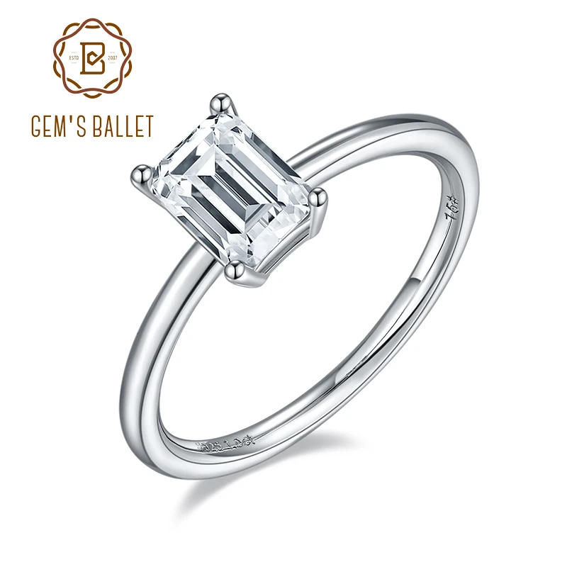 GEM'S BALLET Rectangle Emerald Cut Moissanite Solitaire Engagement Ring Women 925 Sterling Silver Moissanite Rings 1.0Ct 5*7mm
GEM'S BALLET Rectangle Emerald Cut Moissanite Solitaire Engagement Ring Women 925 Sterling Silver Moissanite Rings 1.0Ct 5*7mm