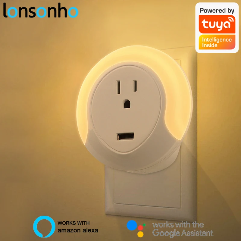 Lonsonho Tuya Smart WiFi Plug 3 in 1 US Socket Outlet with Night Light USB Port Smartlife Independent Control Alexa Google Home
Lonsonho Tuya Smart WiFi Plug 3 in 1 US Socket Outlet with Night Light USB Port Smartlife Independent Control Alexa Google Home