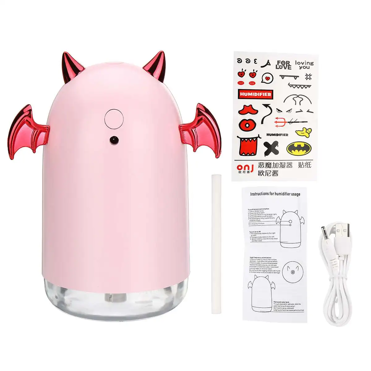 230ml Anion Humidifier 7 Color LED Little Devil Shape Air Purifier USB Charging Mist Diffuser Home Office Essential Humidifier 
230ml Anion Humidifier 7 Color LED Little Devil Shape Air Purifier USB Charging Mist Diffuser Home Office Essential Humidifier