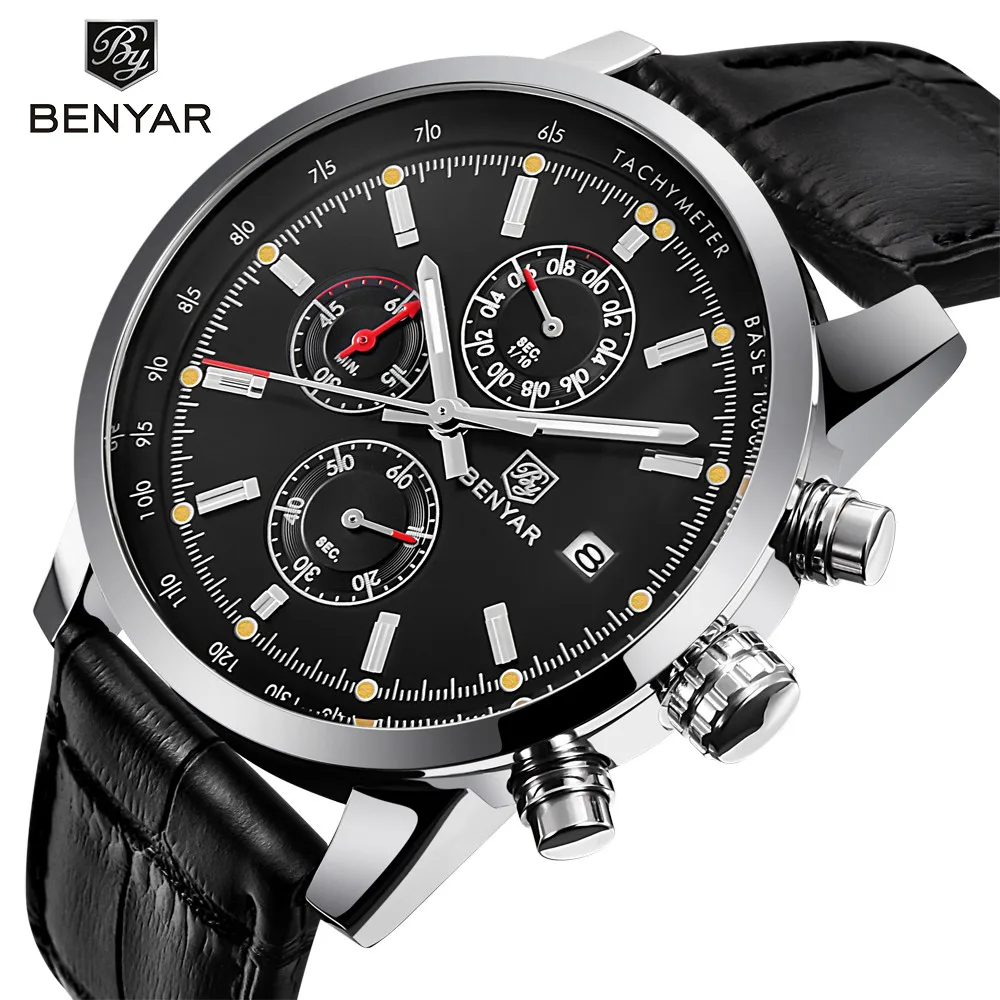 BENYAR New Fashion Chronograph Genuine Leather Sport Mens Watches Top Brand Luxury Military Quartz Watch Clock Relogio Masculino
BENYAR New Fashion Chronograph Genuine Leather Sport Mens Watches Top Brand Luxury Military Quartz Watch Clock Relogio Masculino