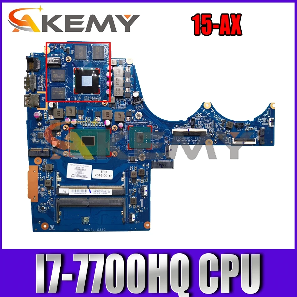 For HP TPN-Q173 15-AX DAG35GMB8D0 914774-601 SR32Q I7-7700HQ 216-0896088 DDR4 Notebook motherboard Mainboard full test 100% work
For HP TPN-Q173 15-AX DAG35GMB8D0 914774-601 SR32Q I7-7700HQ 216-0896088 DDR4 Notebook motherboard Mainboard full test 100% work