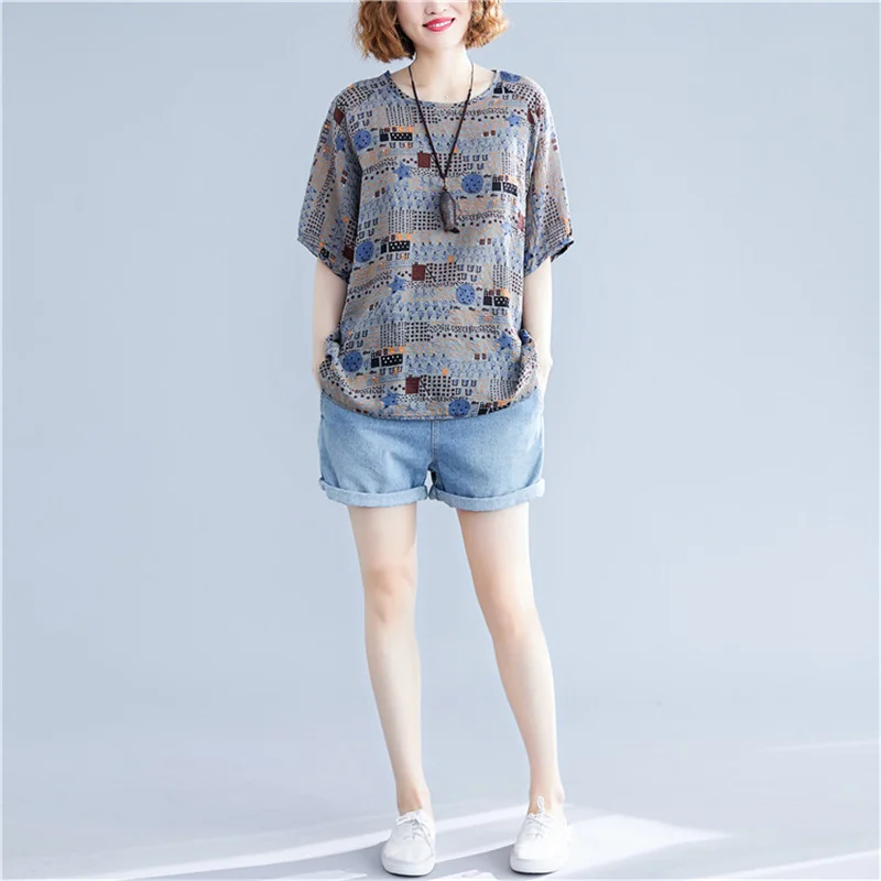 T-shirt female 2021 women's top tees summer 100kg fat new art age reduction cotton hemp short sleeve large size loose sexy cool 
T-shirt female 2021 women's top tees summer 100kg fat new art age reduction cotton hemp short sleeve large size loose sexy cool