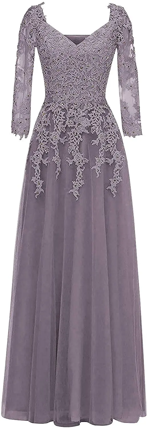 Mother of The Bride Dress Long Evening Formal Gowns V Neck 3/4 Sleeve Lace Applique Beaded Plus Size Dress
Mother of The Bride Dress Long Evening Formal Gowns V Neck 3/4 Sleeve Lace Applique Beaded Plus Size Dress