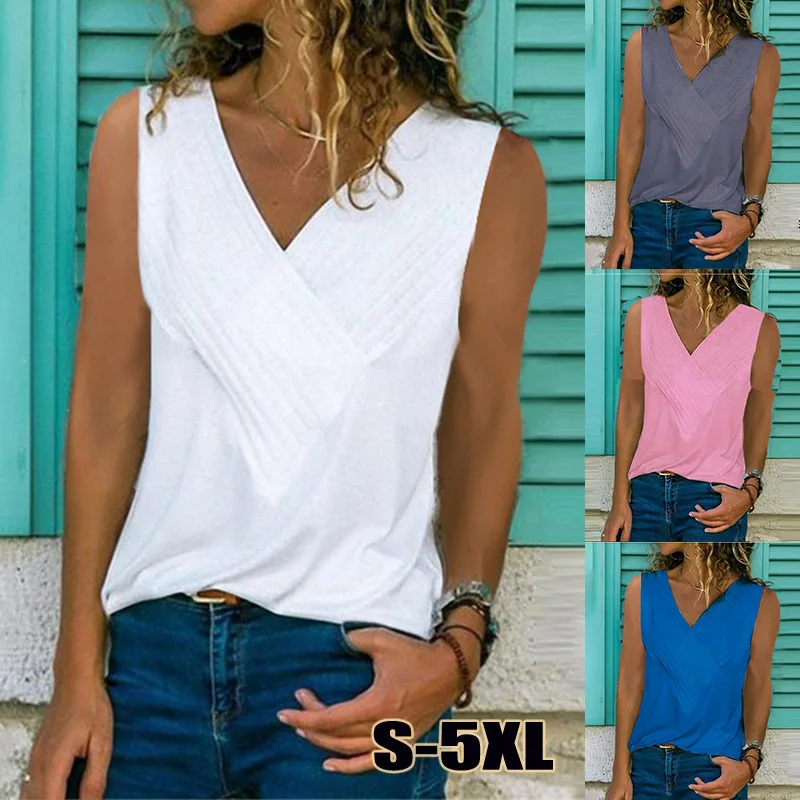 S-5XL New Sleeveless V Neck Solid Color Vest Tshirt Women Clothing 2021 Plus Size Simple Casual Tops with Free Shipping T-shirt
S-5XL New Sleeveless V Neck Solid Color Vest Tshirt Women Clothing 2021 Plus Size Simple Casual Tops with Free Shipping T-shirt
