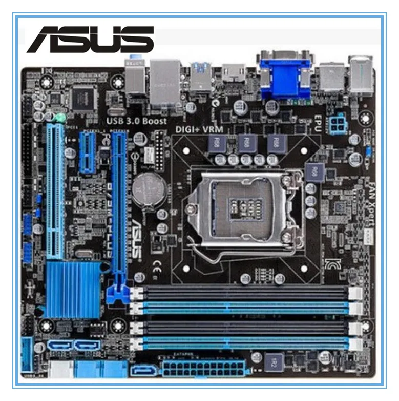 Б/у материнская плата для настольных ПК Asus B75M-PLUS B75 разъем LGA 1155 i3 i5 i7 DDR3 16 ГБ uATX |