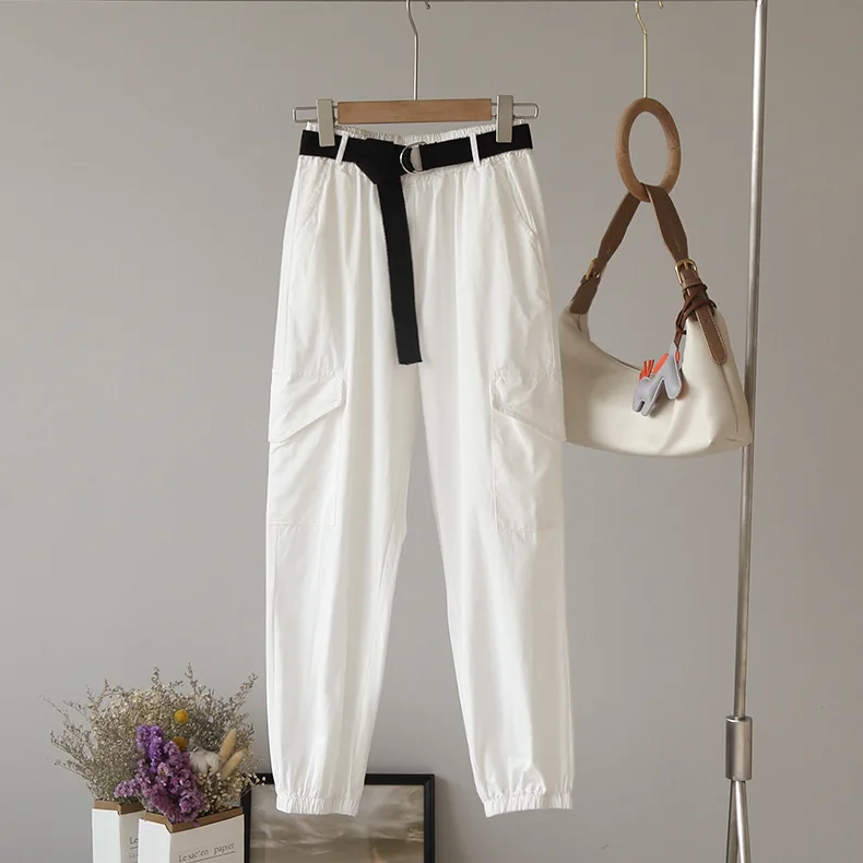 All-match autumn new solid color elastic high waist overalls casual pants + belt pants for women
All-match autumn new solid color elastic high waist overalls casual pants + belt pants for women