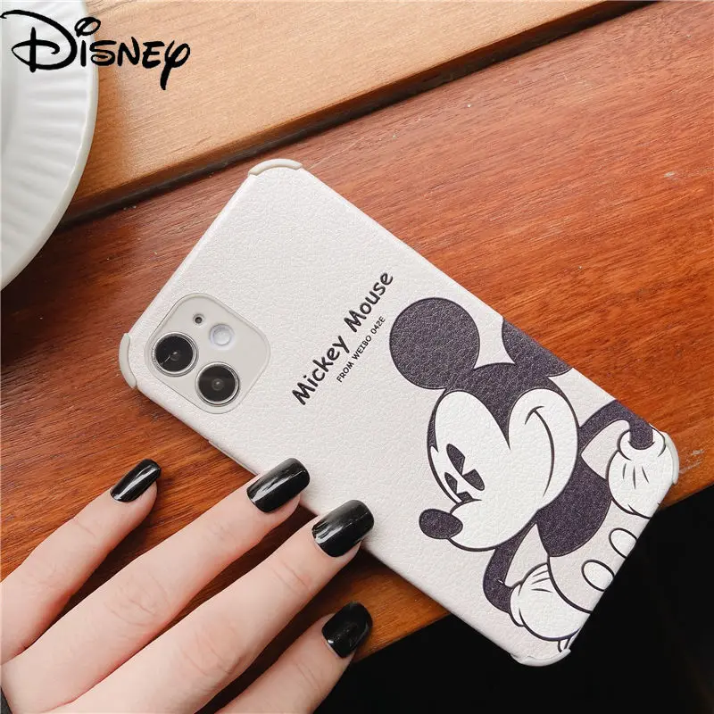 Disney Leather Mickey Lady Phone Case for iPhone7/8P/SE/X/XR/XS/XSMAX/11/12Pro/12mini/11PROMAX Couple Phone Cover