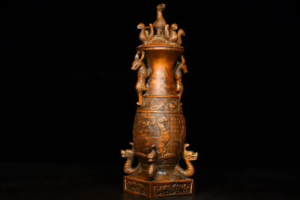 Collect China Dynasty Boxwood Wood Carving Dragon Bird Beast Statue Zun Vase Pot accumulate Town house Exorcism
Collect China Dynasty Boxwood Wood Carving Dragon Bird Beast Statue Zun Vase Pot accumulate Town house Exorcism