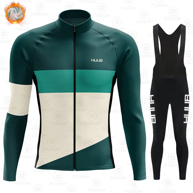 2021 HUUB Спортивная команда зимние теплые флисовые велосипедные комплекты Джерси