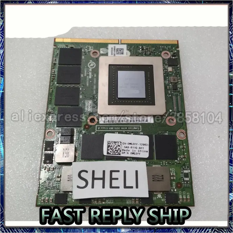 SHELI CN-0WG3YY WG3YY N15E-Q3-A2 K4100M 4GB GDDR5 VGA Видеокарта для M6700 M6800
SHELI CN-0WG3YY WG3YY N15E-Q3-A2 K4100M 4GB GDDR5 VGA Видеокарта для M6700 M6800