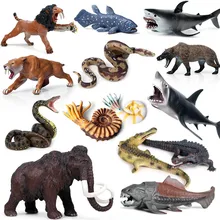 Oenux Original Prehistoric Savage Animals Megalodon Shark Dunkleosteus Mammoth Tiger Action Figures Model PVC Toys Gift For Kids