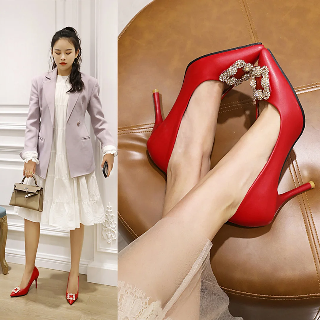 Big Size Crystal Women Pumps Red White Black Microfiber High Thin Heel Wedding Party Lady Slip-on Pointed Toe Office Dress Shoes
Big Size Crystal Women Pumps Red White Black Microfiber High Thin Heel Wedding Party Lady Slip-on Pointed Toe Office Dress Shoes