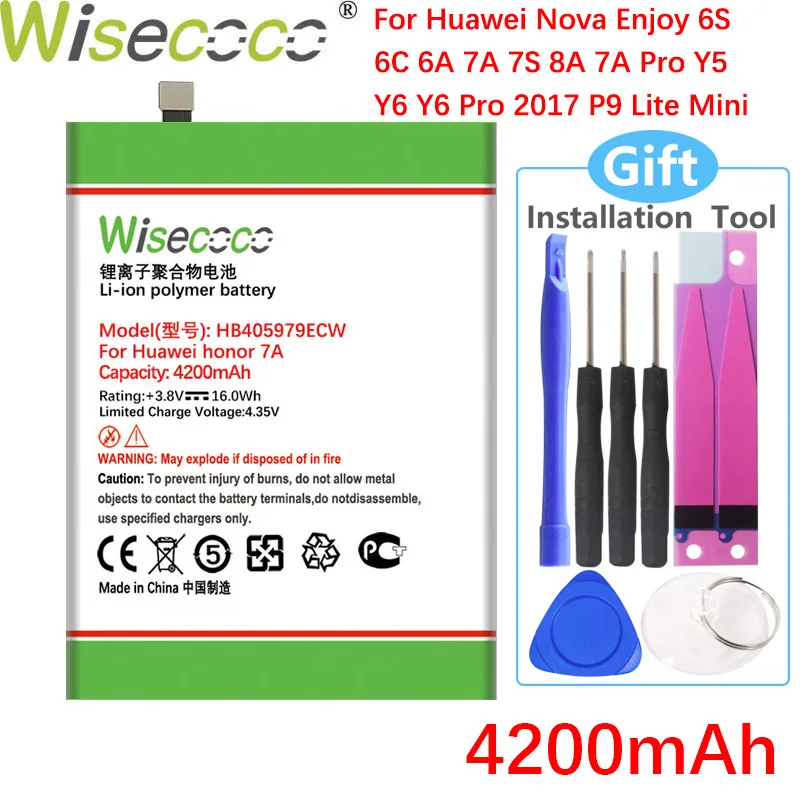 WISECOCO 4200 мАч HB405979ECW батарея для Huawei Honor 7A фотоаппаратов моментальной печати 7S Nova CAZ
