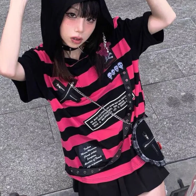 Japan Style Emo T Shirt Women Summer Striped Graphic Tee Y2k 2000s 2021 Fashion Punk Girl Funny Ears Hooded Gothic Alt Clothes
Japan Style Emo T Shirt Women Summer Striped Graphic Tee Y2k 2000s 2021 Fashion Punk Girl Funny Ears Hooded Gothic Alt Clothes