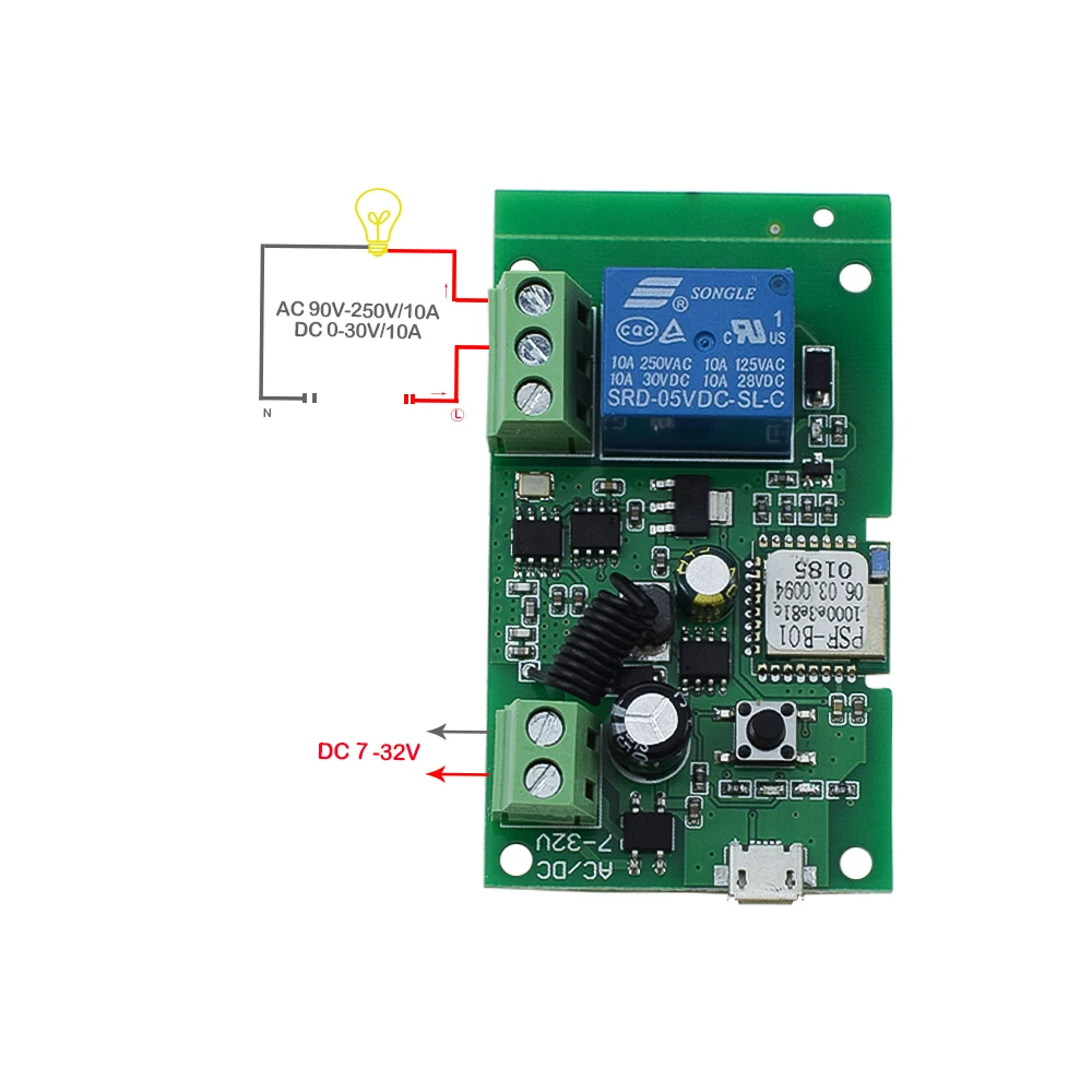 DC5V DC12V Wifi Relay Module for eWeLink APP Remote Control Self-lock Wireless Delay Relay for Smart Intelligent Home
DC5V DC12V Wifi Relay Module for eWeLink APP Remote Control Self-lock Wireless Delay Relay for Smart Intelligent Home