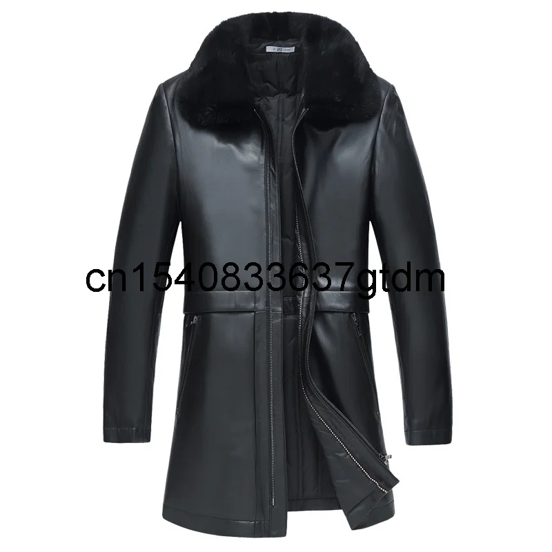 Winter men's medium long sheepskin leather coat fat plus large mink feather collar duck down jacket
Winter men's medium long sheepskin leather coat fat plus large mink feather collar duck down jacket