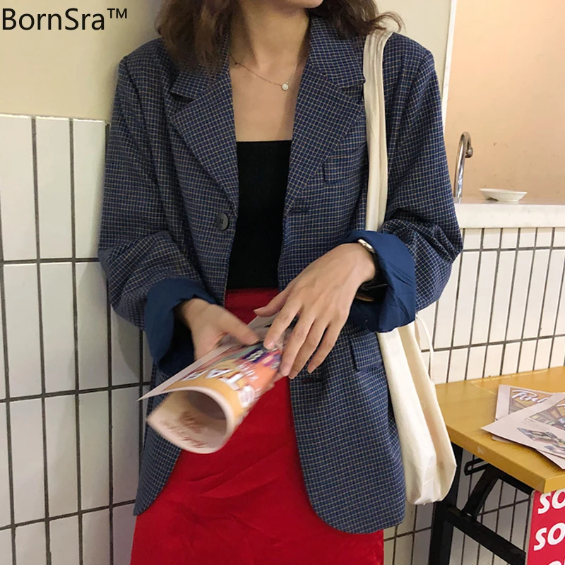 Bornsra 2020 Autumn Blue Plaid Single Breasted Blazer Women Office Lady Womens Jackets and Blazer Female
Bornsra 2020 Autumn Blue Plaid Single Breasted Blazer Women Office Lady Womens Jackets and Blazer Female