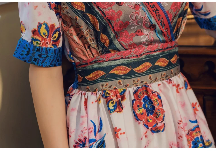 Bohemian Dress Female 2020 New Summer Slim Short-Sleeved Seaside Holiday Chiffon Printed Beach Fashion Vintage Long Dress 
Bohemian Dress Female 2020 New Summer Slim Short-Sleeved Seaside Holiday Chiffon Printed Beach Fashion Vintage Long Dress