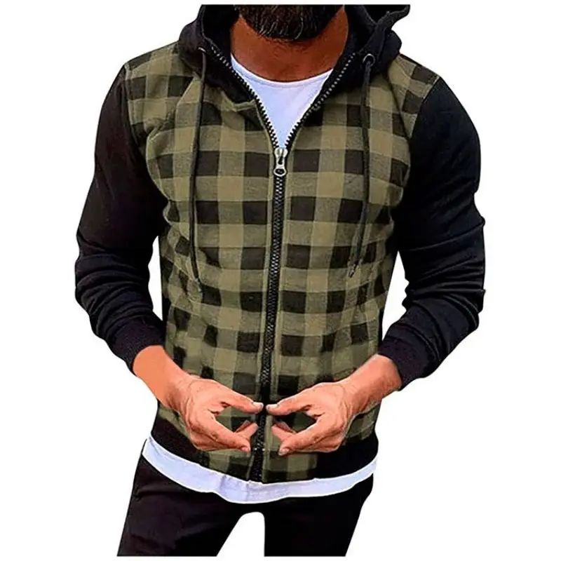 New Spring And Autumn Men's Casual Plaid Zipper Sweater Sleeve Stitching Hooded Long Sleeve Fashion Cardigan Coat
New Spring And Autumn Men's Casual Plaid Zipper Sweater Sleeve Stitching Hooded Long Sleeve Fashion Cardigan Coat