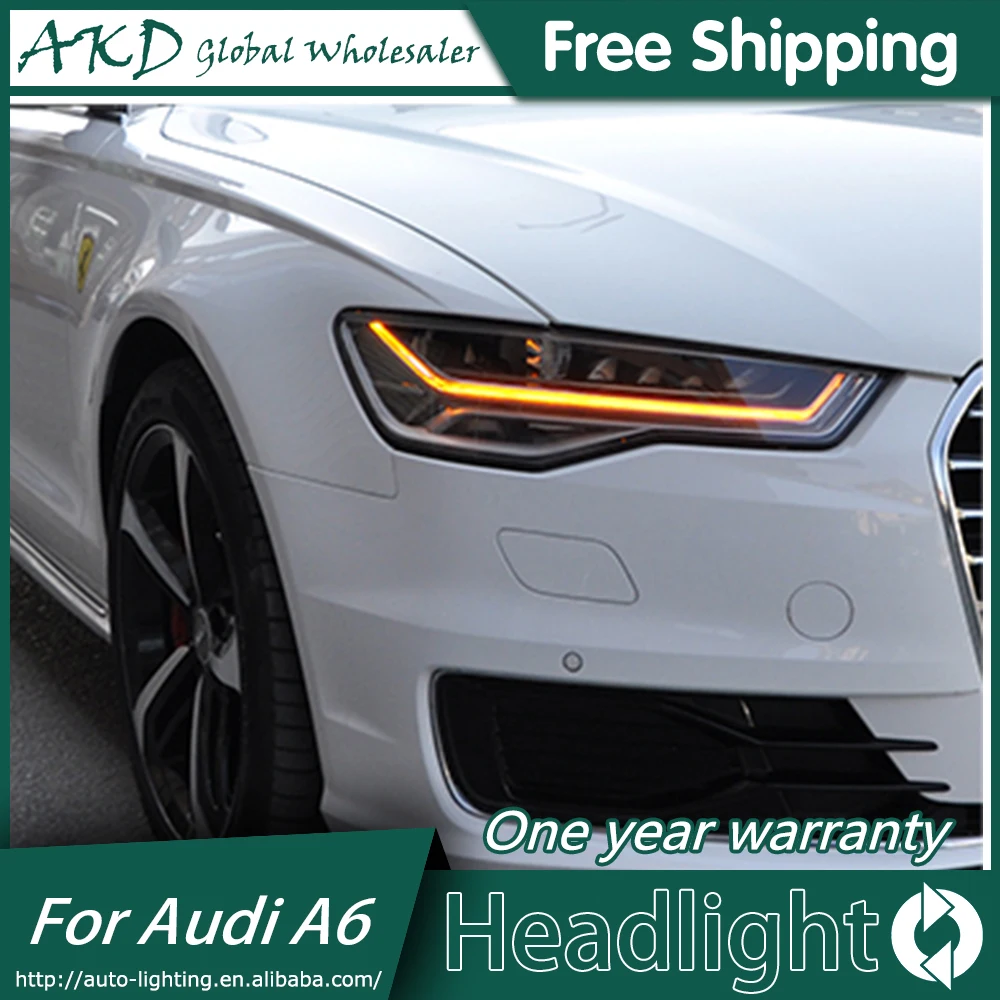 Фото AKD автомобильный Стайлинг для Audi A6 фары 2013 2017 светодиодный фонарь ANGEL EYE Ближний и